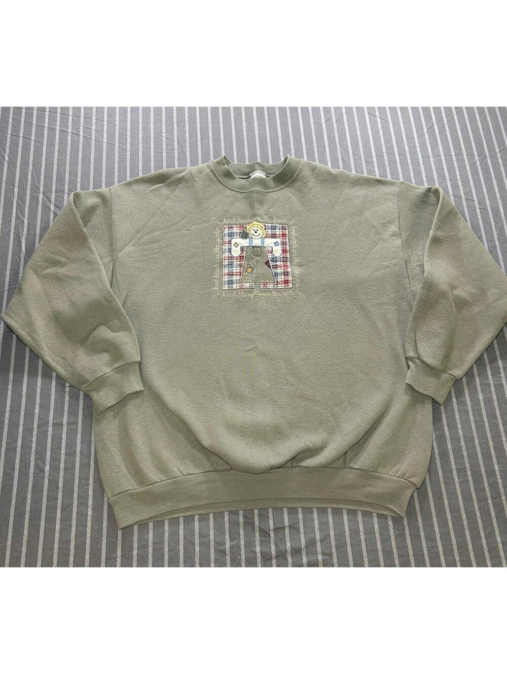 Vintage Tultex Sweater With Scarecrow and Embroidery Womens XL